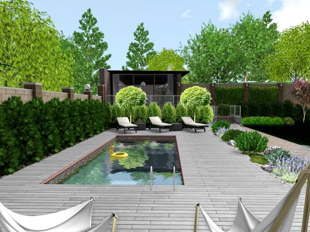 дизайн проект уличного бассейна на загородном участке